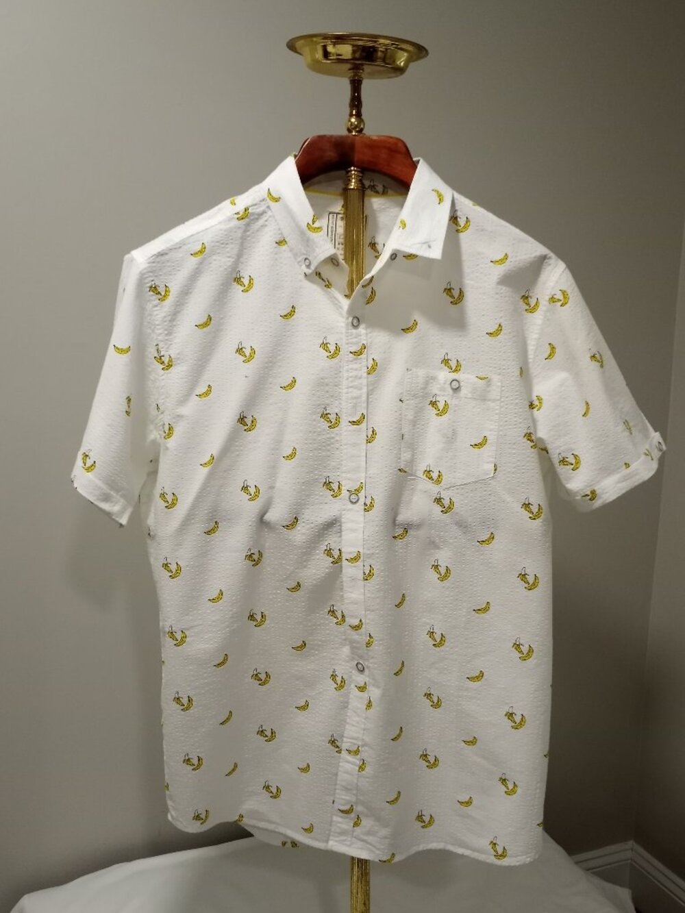 COLOURS ALEXANDER JULIAN MENS SHORT SLEEVE SHIRT BANANA PRINT SIZE XL